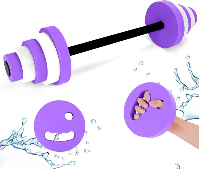 29.3’’Swimming Barbell Pool Dumbbell Swim Dumbbell with Water Exercise Discs High Density EVA Foam Aquatic Exercise Equipment