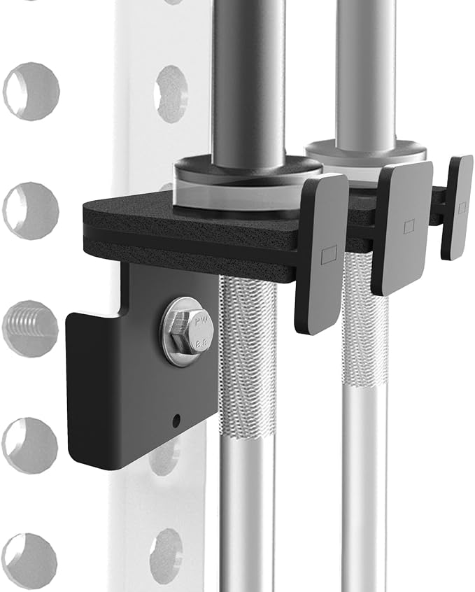 Rack-Mounted Olympic Barbell Holder for 2x2 & 2x3 Power Racks, No Drilling Required – Heavy-Duty Steel Storage with Protective Padding, Space-Saving Gym Equipment