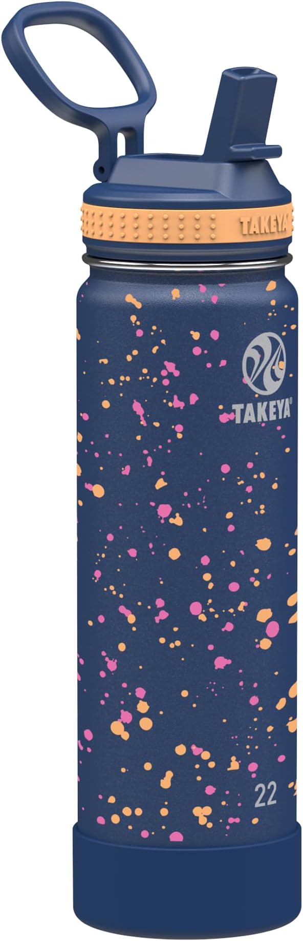 Takeya 22 oz Actives Stainless Steel Water Bottle with Straw Lid – Leakproof, Double-Wall Insulated, Keeps Drinks Cold 24 hrs/Hot 12 hrs, BPA-Free, Powder-Coated, Gym & Travel, Cool Ray