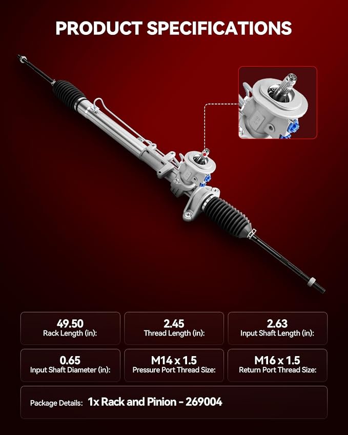 Torchbeam Hydraulic Power Steering Rack and Pinion Replacement for Volkswagen 2000-2005 Jetta/1999 Jetta 1.9T 2.0L 2.8L, 1998-2007 Beetle All Models, 1999-2006 Golf All Models Replace# 269004