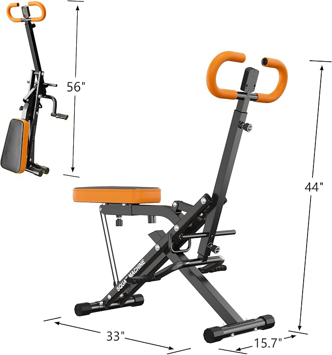 SogesPower Squat Machine for Home Gym, with Adjustable Resistance | Squat Rowing Machine with Optional Full Motion, Squat Assist Trainer for Glutes & Legs Workout, Space-saving,330lbs