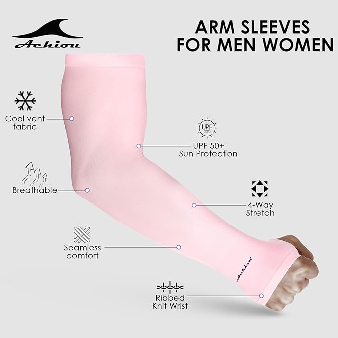 Achiou Arm Sleeves for Men Women, Sun Sleeves UV Protection Cooling Sports | Compression,Tattoo Sleeve Cover, Thumb Hole Design,Tattoo Cover Up, UPF 50+, Versatile Use for Basketball Football Volleyball