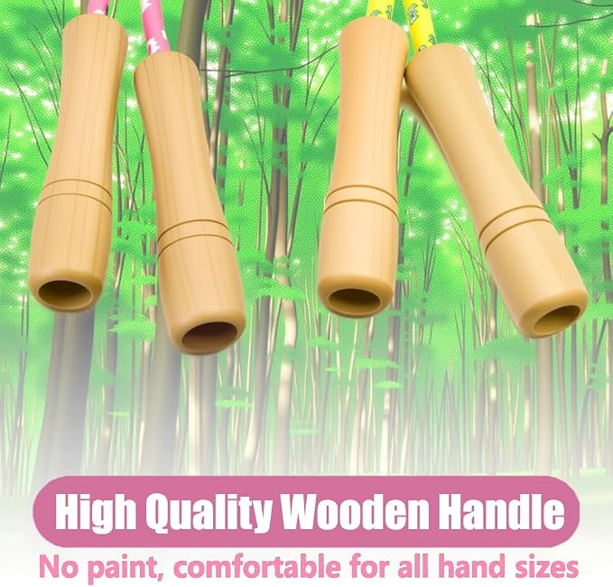 Jump Rope for Kids - Wooden Handle - Adjustable Cotton Braided Fitness Skipping Rope for Toddler Fitness Workout Exercise Outdoor Activity