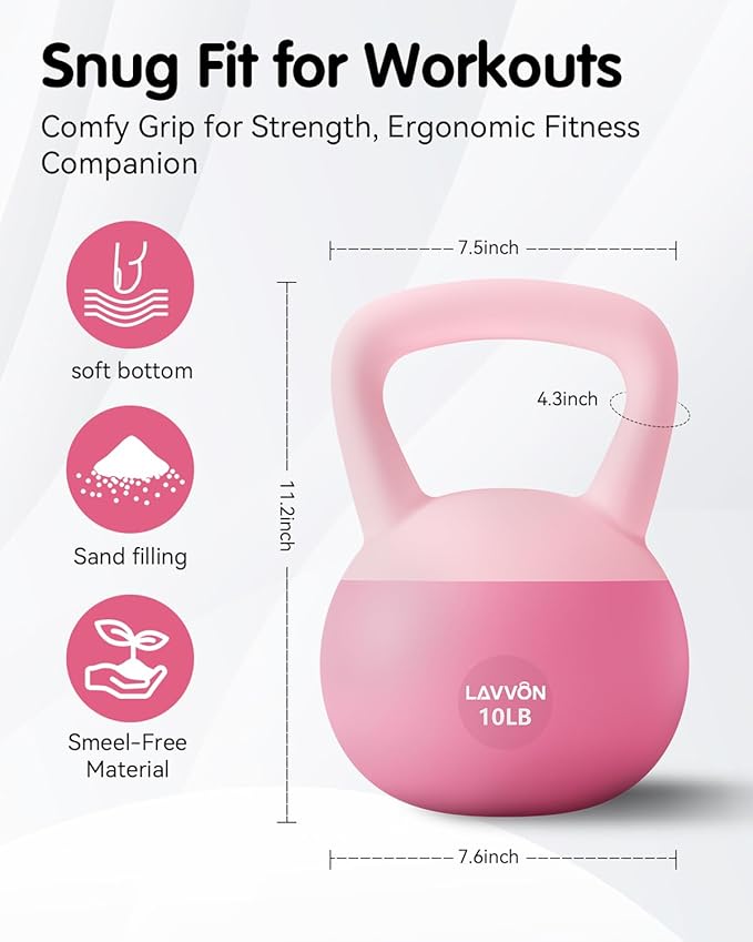 Soft Kettlebell - Cushioned Impact-Resistant Base and Anti-Slip | Kettle bell Anti-Slip Grip Weight for Home Workouts, Safe Strength Training Kettlebells Sets for Women& Men - Non-Slip Gloves
