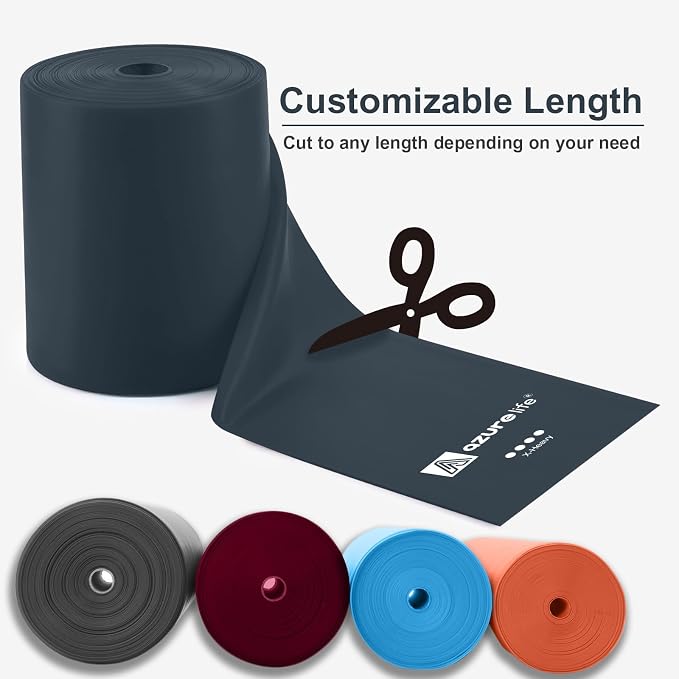 A AZURELIFE Professional Individual Exercise Resistance Bands, Single 5, 6,7 Ft or 8 Yards Elastic Bands, Non-Latex Stretch Bands for PT, Yoga, Pilates, Rehab, at-Home or The Gym Workouts