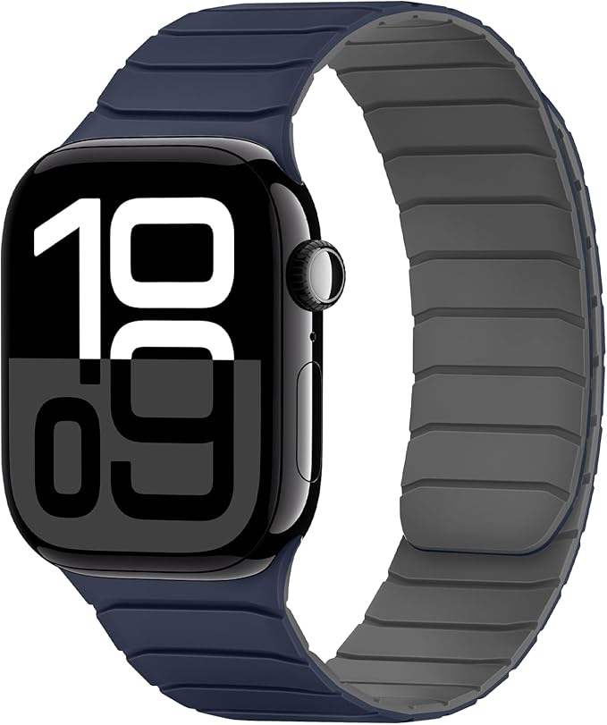 Tasikar Magnetic Bands Compatible with Apple Watch 42mm(Series 11/Series 10) 41mm 40mm 38mm Soft Silicone Replacement Loop Wristband for iWatch SE Series 11 10 9 8 7 6 5 4 3, Dark Blue-Grey