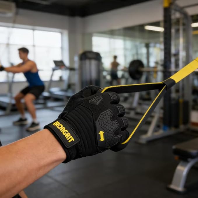 Workout Gloves for Men Women with Anti-Slip Shock-Absorbing Pad, Light Weight Full Finger Gloves Touch Screen Breathable for Gym, Weightlifting,Rowing and Basketball and Cycling