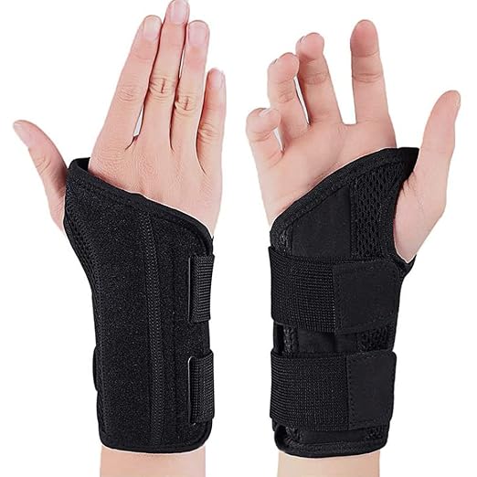 NuCamper Wrist Brace for Carpal Tunnel Night Wrist Support Right Hand Black | Wrist Splint for Men Women, Tendonitis Arthritis Pain Relief,Adjustable Compression Hand Braces, Sleeping, Office Work Typing