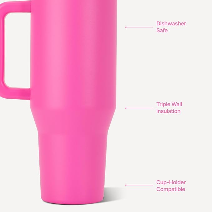 HydroJug Traveler 32oz, Insulated Tumbler with Handle & Straw, Razzle