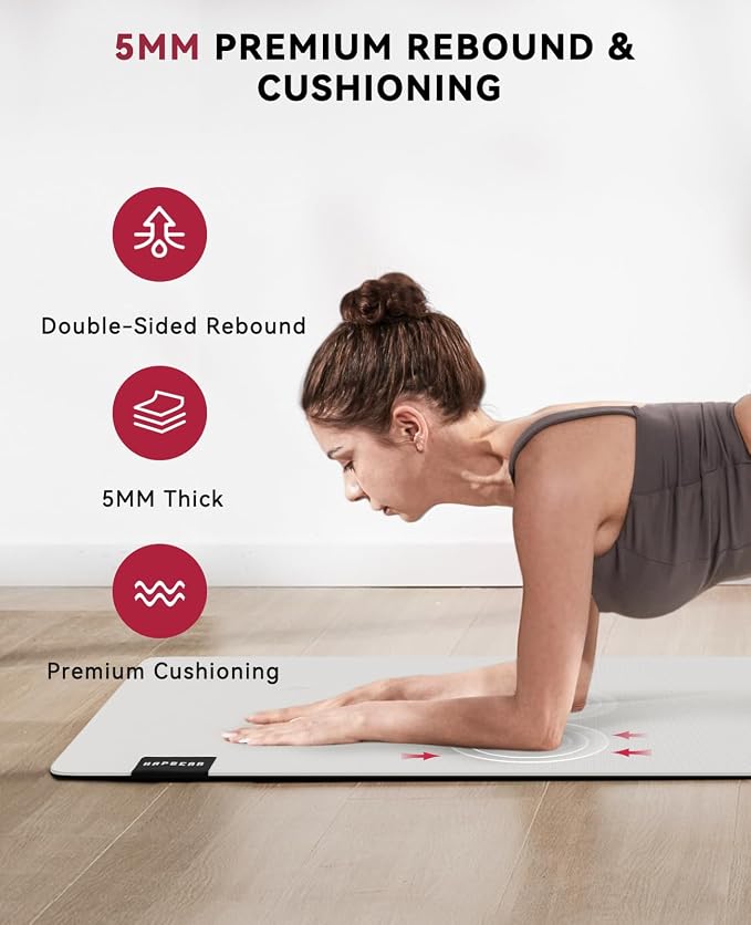 HAPBEAR Large Yoga Mat - 72"×30" Double-Sided Rubber Exercise & Workout Mat - Non-Slip Textured Surface - 5mm Thick Cushioned for Joints - Shock-Absorbing & Durable for Fitness (Yoga, Pilates) - Bonus Oxford Bag Included