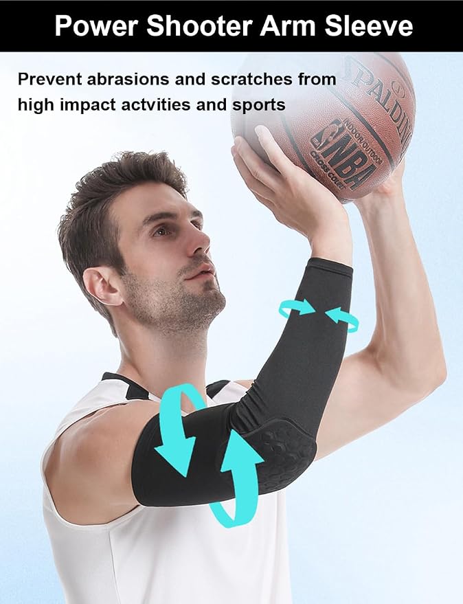Honeycomb Anti Collision Padded Arm Sleeves - 2 Pack for Basketball, Football, Volleyball