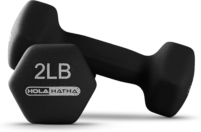 HolaHatha 1, 2 and 3 lb Neoprene Dumbbell Strength Training Weight Set with Rack