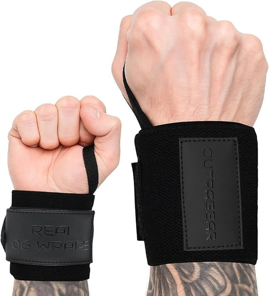 18" OG-Grade Wrist Wraps for Weightlifting – Heavy Duty Wrist Support with Thumb Loop & Lockdown Strap – Wrist Straps for Powerlifting, Bench Press & Gym Training