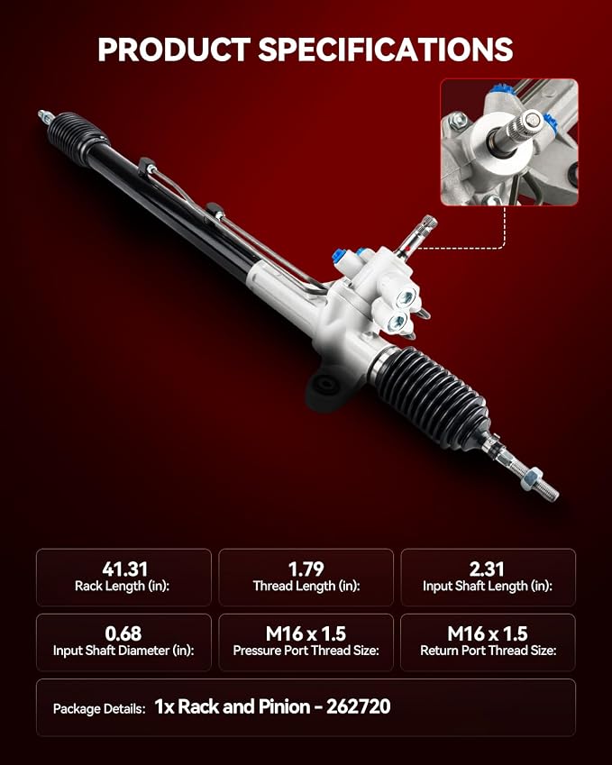 Torchbeam Hydraulic Power Steering Rack and Pinion Replacement for Acura 2004 2005 2006 2007 2008 TSX All Models Replace# 262720, 26-2720, 53601SECA02, 53601SECA04, 53601SECA05, 53601SECA03