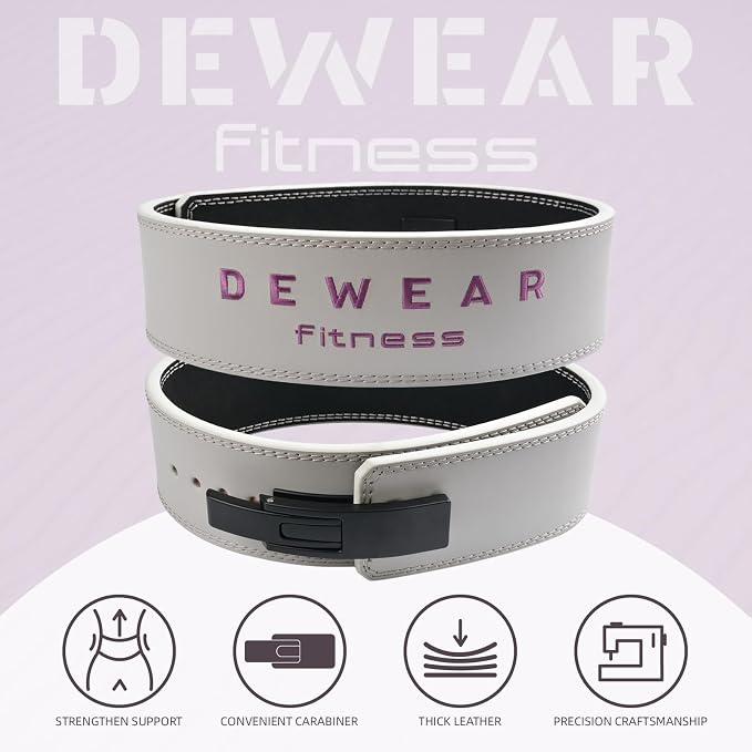 Genuine Leather Weight Lifting Belt with Lever Buckle, 10mm Thick 4" Leather Lumbar Back Support, Gym Belts Ideal for Training, Weightlifting, Bodybuilding, Squats and Deadlifts