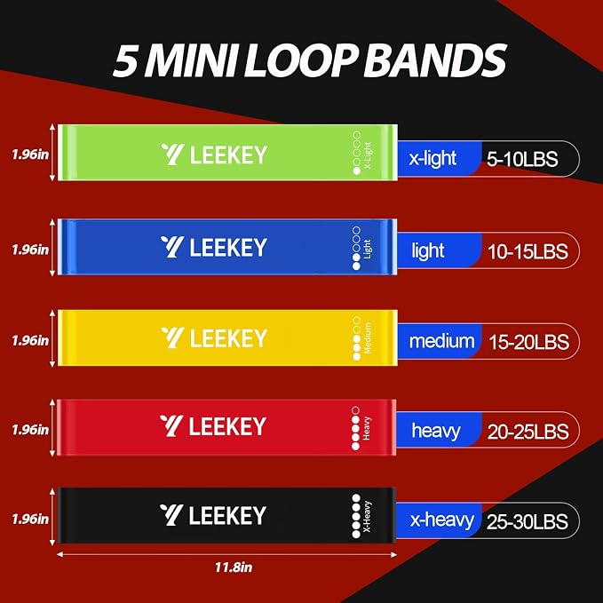 LEEKEY Pull Up Assistance Bands,Muit Levels Resistance Bands for Senior/Adults,Exercise Bands with Door Anchor, Strength Bands for Fitness Training, Physical Therapy,Home Gym Workouts