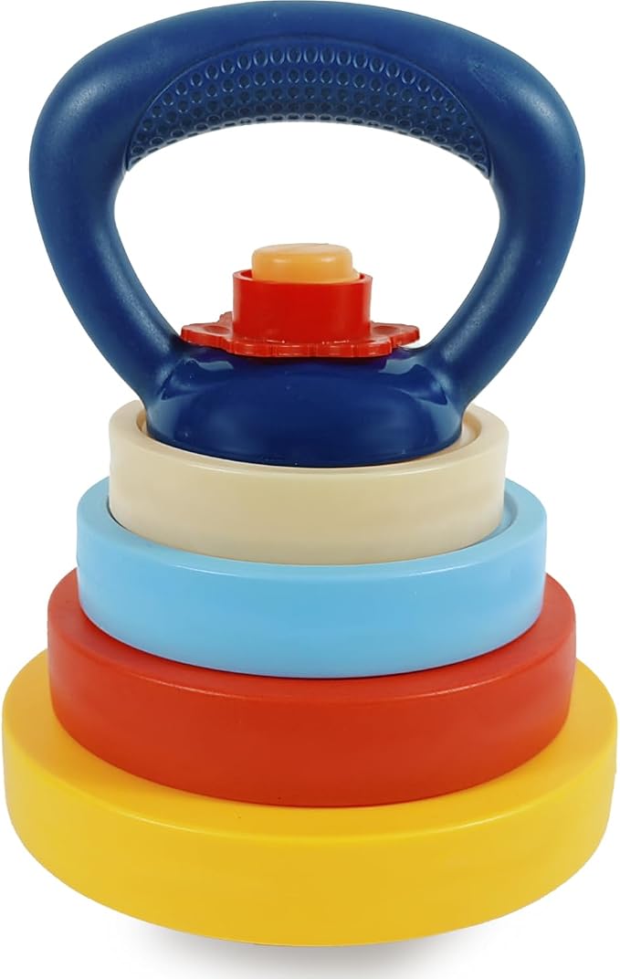 Kids Kettlebell - Fun Exercise Equipment and Stacking Toy Weights - Toddler Gym Workout Toys and Fitness Games - Cool Baby Sports Stuff for Boys and Girls - Adjustable Weight