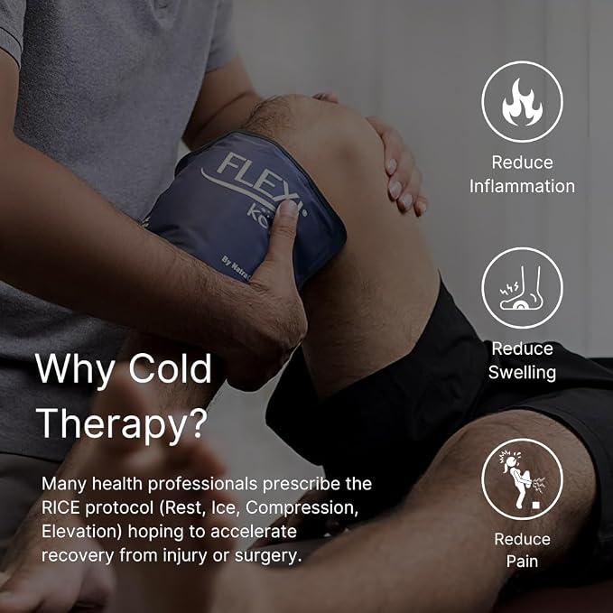 NatraCure Cold Therapy Compression Sleeve for Injuries & Pain Relief - Reusable Ice Sleeve for Arm, Forearm, Elbow, Knees - Ice Sleeve Pack Wrap for Leg, Shin, Calf, Ankle, Foot - L