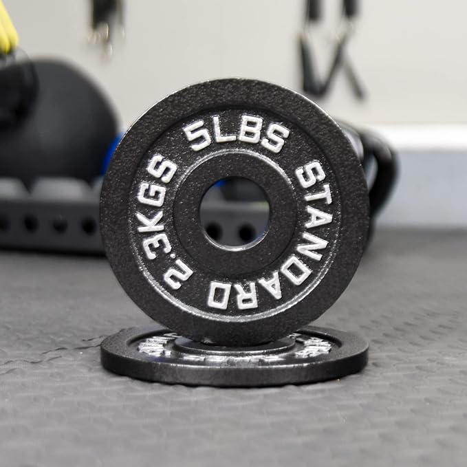 Steel Olympic Plates 35LB Set - Olympic 2 inch Premium Coated 2x of 10lb, 5lb, and 2.5lb Weights for Home or Commercial