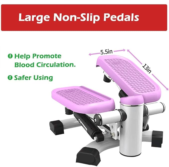 leikefitness Premium Portable Climber Stair Stepper & Waist Fitness Twister Step Machine with LCD Monitor ST6600-1(Pink)