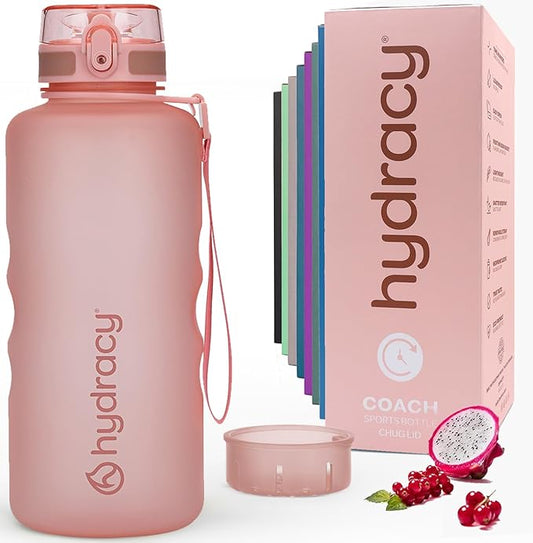 Hydracy Motivational Water Bottle with Time Marker & Fruit Infuser 64 oz | BPA-Free Tritan, Leakproof Flip-Top Lid,No-Sweat Sleeve,Carry Strap,Daily Intake Tracking for Gym,Sports,Outdoors