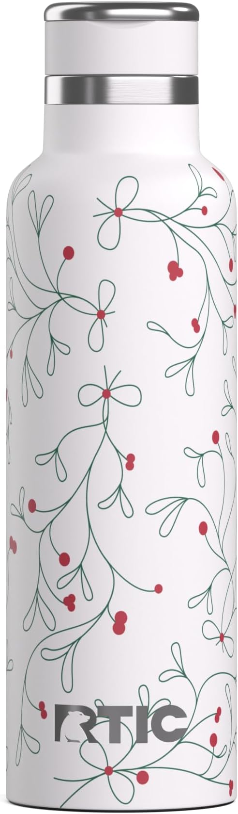RTIC 20oz Journey Water Bottle Ceramic Lined Metal Stainless Steel Vacuum Insulated, BPA Free, Reusable, for Water, Hot and Cold Drinks, Travel, Sports, Camping, Mistletoe