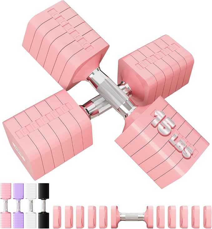 Adjustable Dumbbell Set for Women Men 7.5LB/10LB/15LB/20LB/25LB Each | Dumbbells Set of 2, Free Weight Set at Home Gym, Hand Weights with Locking/Metal Handle for Exercise Muscle Toning Rehab