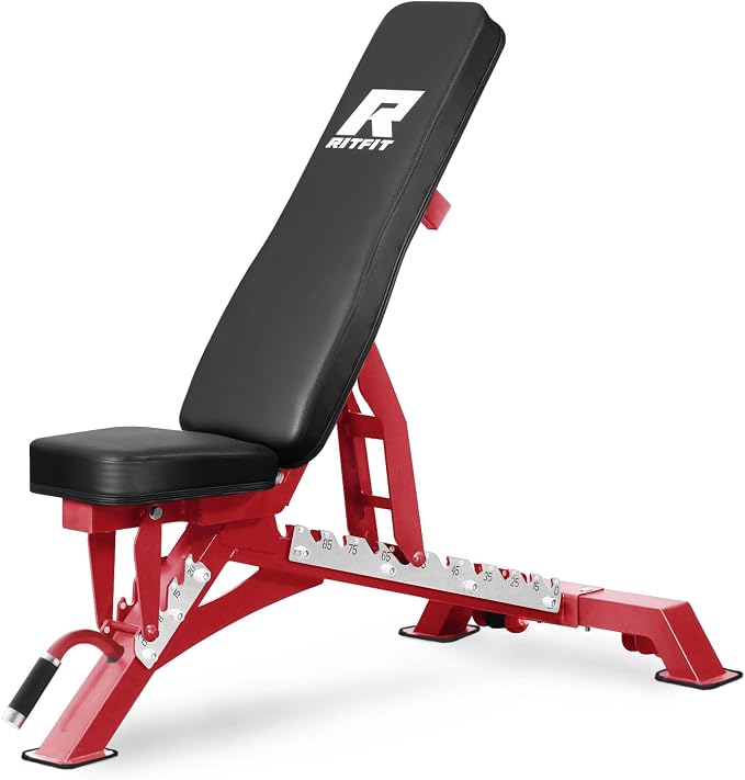 RITFIT Adjustable Weight Bench, Incline Decline Flat, 1300LB Capacity | Full Body Workout Bench for Home Gym Strength Training, 10 Backrest Positions, 3 Seat Angles, Heavy Duty Steel Frame
