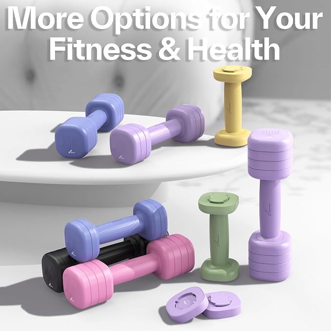 Adjustable Dumbbell Set of 2: Sportneer 4 in 1 Free Weights Dumbbells Set for Women, Hand Weights for Women at Home, Available in 5 lb × 2 and 10 lb × 2 Sets with Soft Rubber Handle for Home Gym Exercise Training