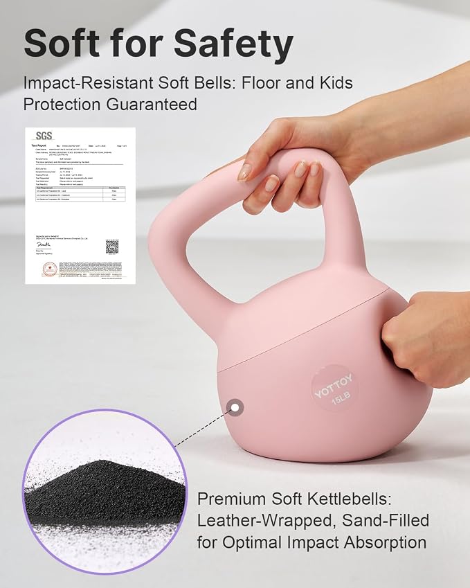 YOTTOY Soft Kettlebell,Kettlebell Anti-Slip Grip Weight for Home Workouts, Kettlebells Set Strength and Safety Guaranteed