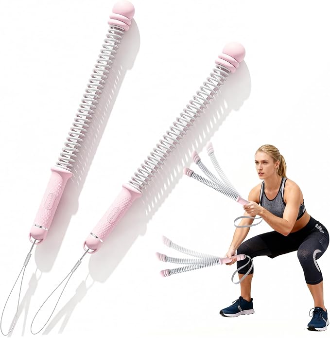 Ropeless Battle Ropes for Exercise Workout Rope, Portable Workout for Home Gym, Exercise Battle Ropes for HIIT Workouts, Low-Impact Cardio Training (Pink with Ring)