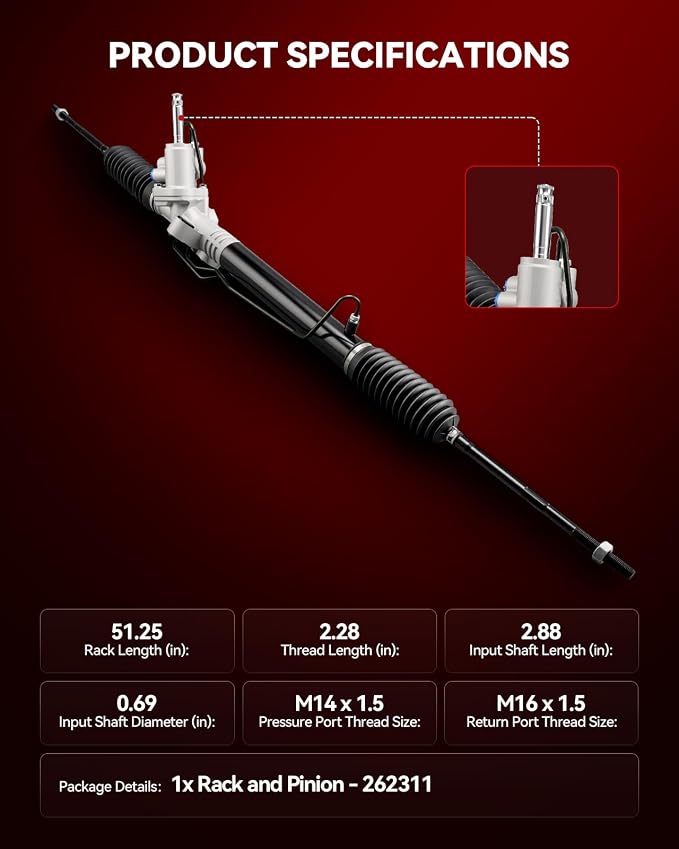 Torchbeam Power Steering Rack & Pinion Assembly Fit for 2008-2014 Tribeca, 2006-2007 B9 Tribeca, Hydraulic System Steering, Replaces OEM 26-2311