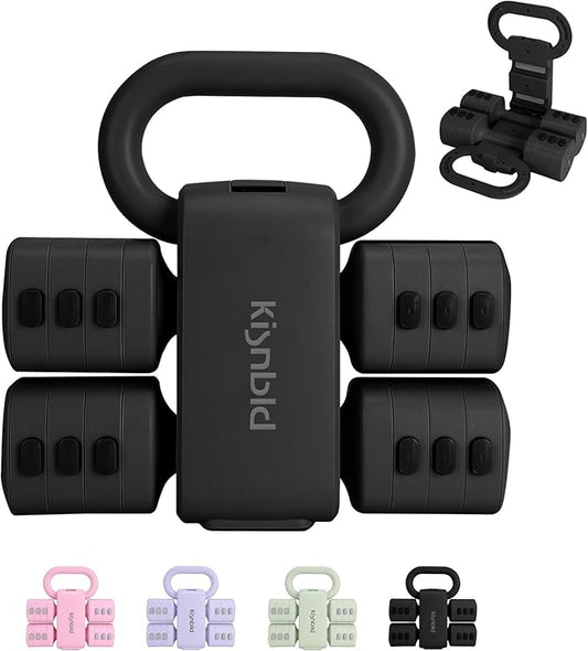 kisnbld Adjustable Dumbbell Set, 2-in-1 Dumbbells & Kettlebell,Hand Weights | 2.2-5.5lb Each Free Weights for Women Beginners with Fast Adjustment,Weights Set for Home Gym & Outdoor Exercise Training