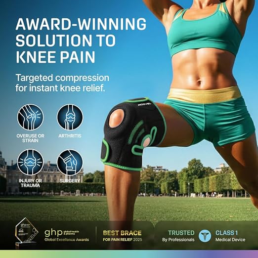 Modvel Knee Brace with Side Stabilizers & Patella Gel Pads for Pain Relief and Joint Support Breathable, Non-Slip Compression Sleeve for Men & Women, Arthritis, Meniscus, ACL Recovery