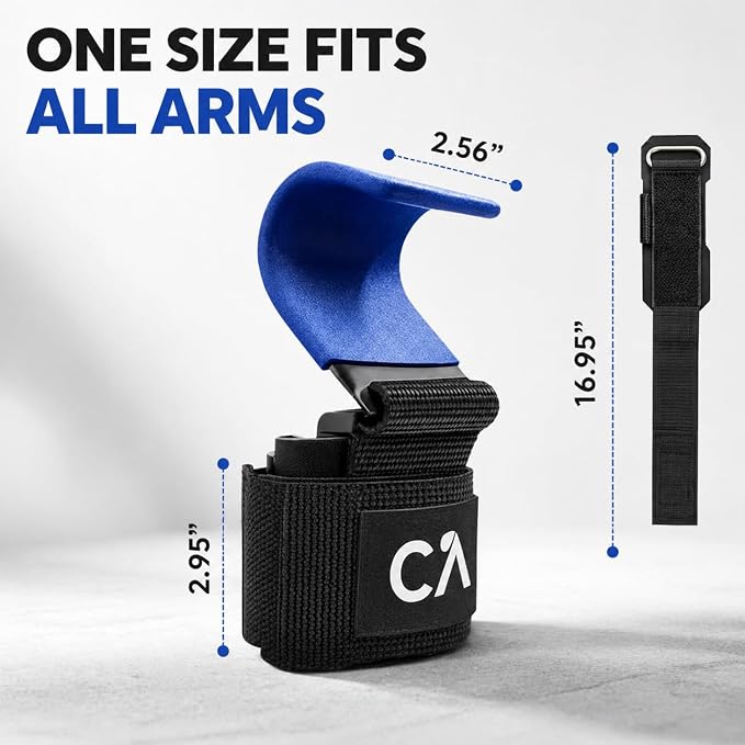Weight Lifting Hooks (Pair) for Deadlifts, Pull Ups, Rows & Shrugs - Heavy Duty Gym Hooks with 8mm Padded Wrist Straps, Secure Grip Support for Weightlifting, Powerlifting & Strength Training