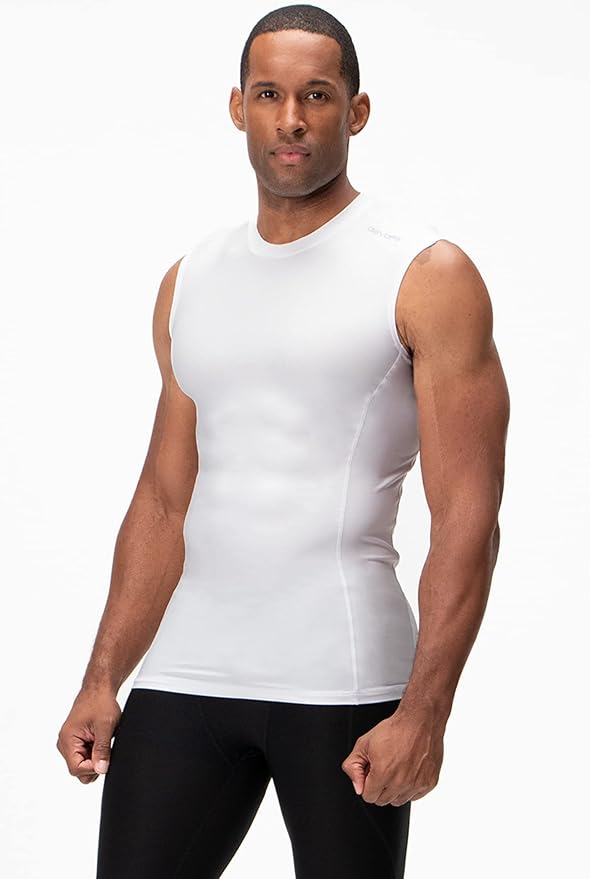 DEVOPS 3 Pack Men's Compression Shirts Sleeveless Tank Top Baselayer | Gym Training, Running, Moisture Wicking, Compression Fit, 4-Way Stretch, UPF 50+, Sleeveless