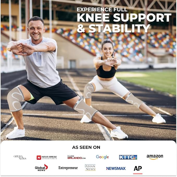 Modvel Compression Knee Brace for Women & Men - 2 Pack Knee Brace for Women Running Knee Pain, Knee Support Compression Sleeve, Workout Sports Knee Braces for Meniscus Tear ACL & Arthritis Pain Relief