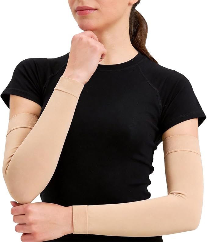 Compression Lymphedema Arm Sleeves for Women, 1 Pair 15–20 mmHg Full Arm Support - Medical-Grade Compression & Snug Fit - for Circulation, Swelling, Edema, Post-Surgery