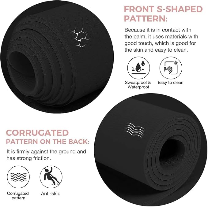 Gruper Yoga Mat Non Slip TPE Extra Wide Yoga Mat with Alignment Mark, 72"L x 32"W x 0.32"/0.24"Th (183cm x 80cm x 8mm/6mm), Anti-Tear Exercise Mat with Carrying Strap and Bag, Workout Mats for Yoga, Pilates