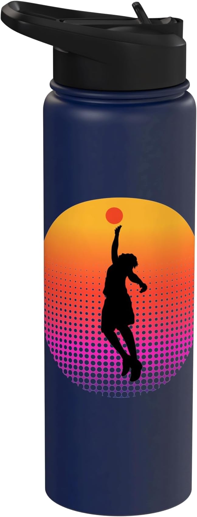 Basketball Game Hoop Slam Dunk Ball Retro Sunset Player Gift Stainless Steel Insulated Water Bottle