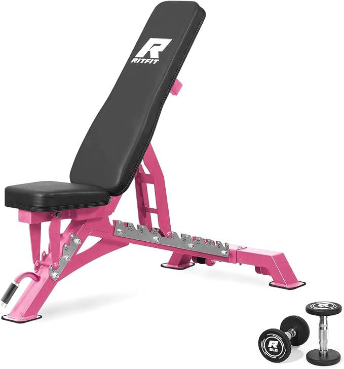 RITFIT Adjustable Weight Bench, Incline Decline Flat, 1300LB Capacity | Full Body Workout Bench for Home Gym Strength Training, 10 Backrest Positions, 3 Seat Angles, Heavy Duty Steel Frame