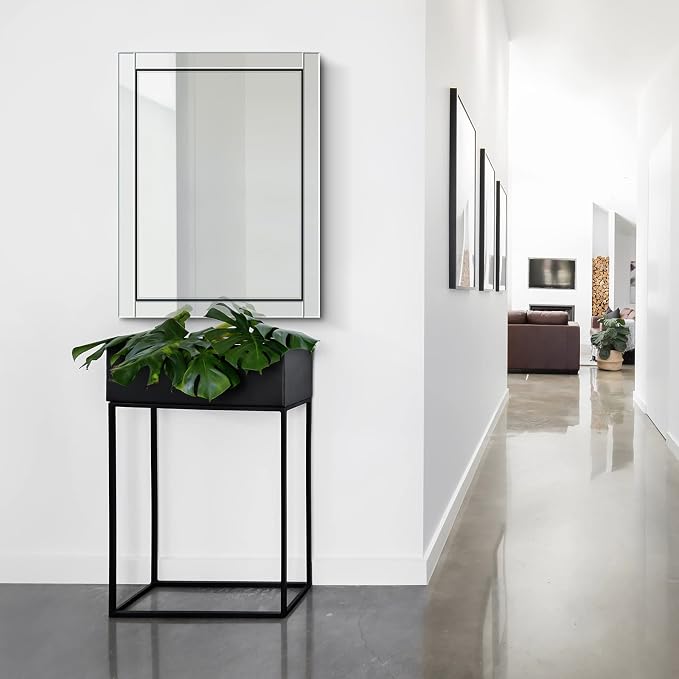 Syndra 24x 32 Rectangular Mirror for Bathroom, Bathroom Mirrors for Over Sink, Wall Mounted Vanity Mirror with Tempered Glass, Rust-Resistant Solid Wood Frame for Bathroom, Bedroom, Living Room
