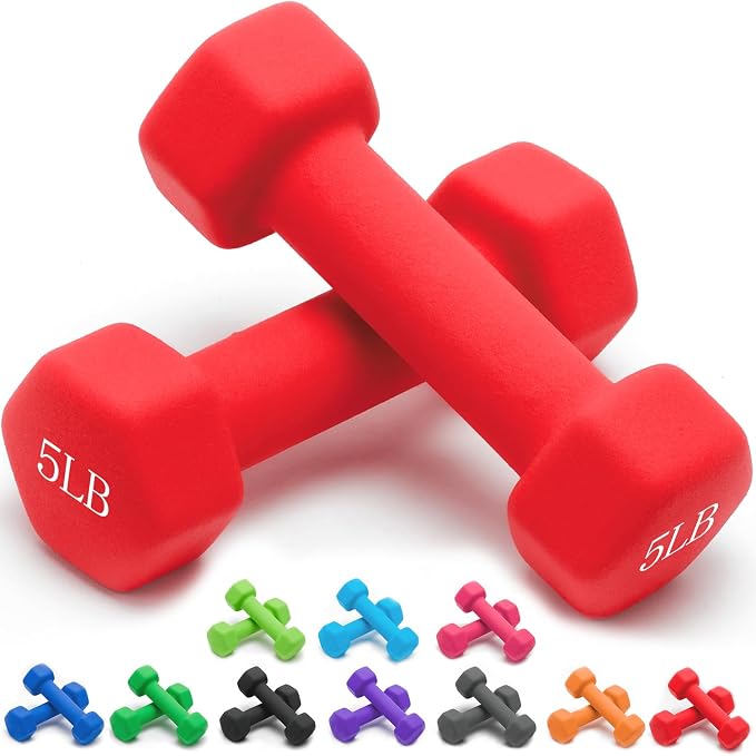 Portzon 8 Colors Options Compatible with Set of 2 Rubber Dumbbell Weight, 5-50 LB, Anti-Slip, Anti-roll, Hex Shape