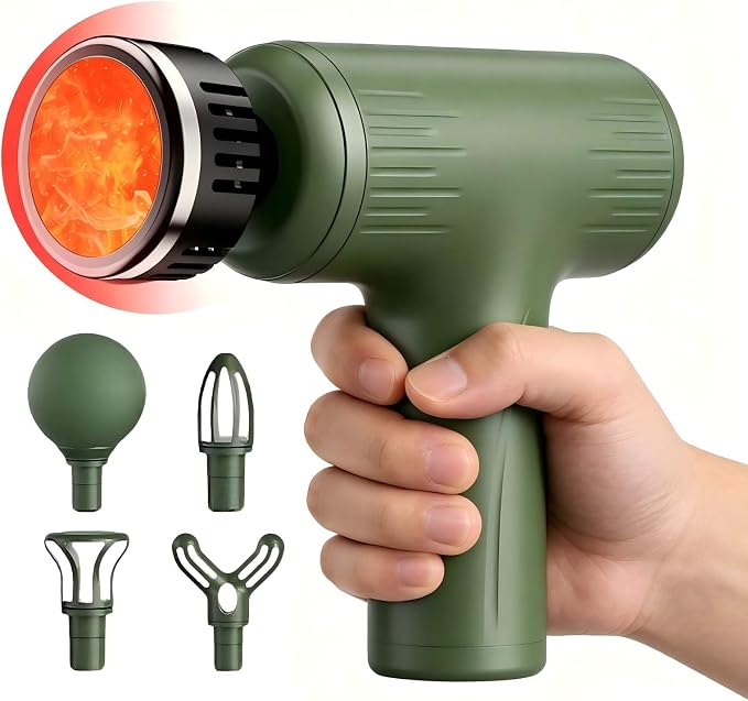 Massage Gun with Heat, Powerful Warming Massage, Home & Travel | Massage Gun with Heat, Powerful Heated Massage, Quiet Portable Massager for Home& Travel, Lightweight Design