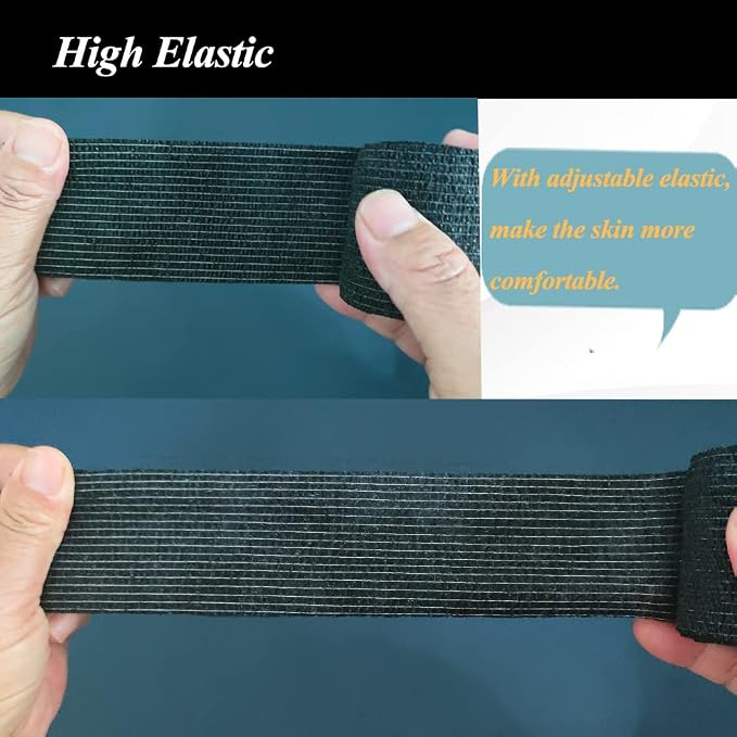 Self Adhesive Bandage Wrap,2" Black Cohesive Bandages Vet Wrap Sports Tape | CIYAGPOOU 8 Pack Elastic Breathable Athletic Wrap Bulk for First Aid Supplies, Wrist Sprains Protection