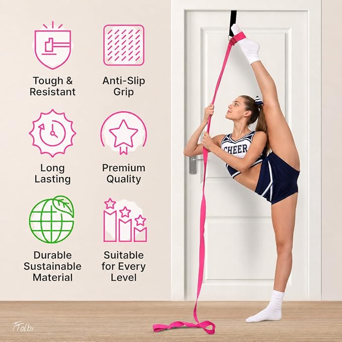 Leg Stretcher Strap with Door Anchor and Resistance Band, Splits Trainer | Home Flexibility Trainer for Splits, Ballet, Dance, Cheer, Yoga, Gymnastics, Pole and Taekwondo, Kids to Adults, All Levels