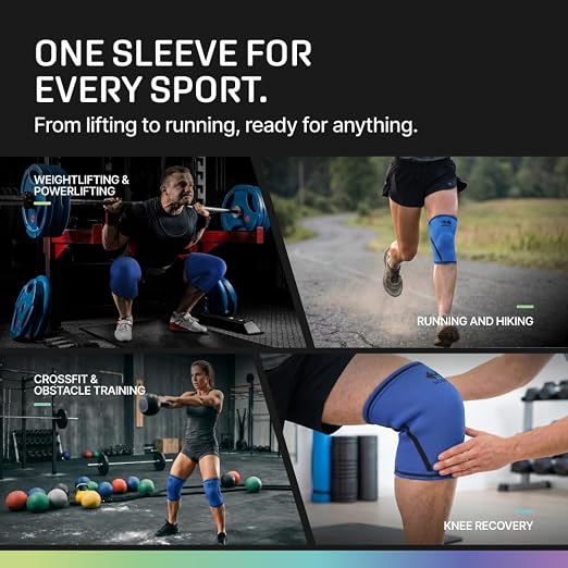 Modvel 7mm Neoprene Knee Sleeves for Men & Women Weightlifting & Powerlifting – Compression Knee Sleeve Support for Squats, Gym, Training – USPA, IPL Approved – Small Blue (Pair)