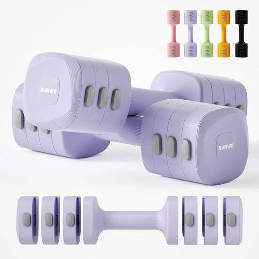 Lightweight Adjustable Dumbbell Kettlebell Set - 4 in 1 Free Weight Set with Kettlebell Grip Converter, Each 2.2 3.3 4.4 5.5lb Quick Change Weight Women Dumbbell Set for Small Spaces Home Gym