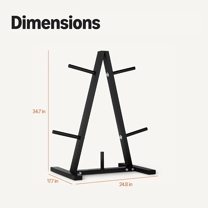 Amazon Basics Weight Plate Tree Rack, Durable Steel, Space-Saving Vertical Design for Home Gym