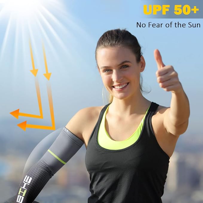 beister Arm Sleeves for Men & Women, UV Protection Cooling Cover and Cyling | Lightweight stretch; sweat-wicking comfort; cycling, volleyball, baseball, driving and gardening; washable tattoo coverage